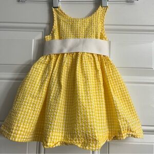 Ralph Lauren Baby Yellow and White Gingham Cotton Lined Dress Size 6 Month